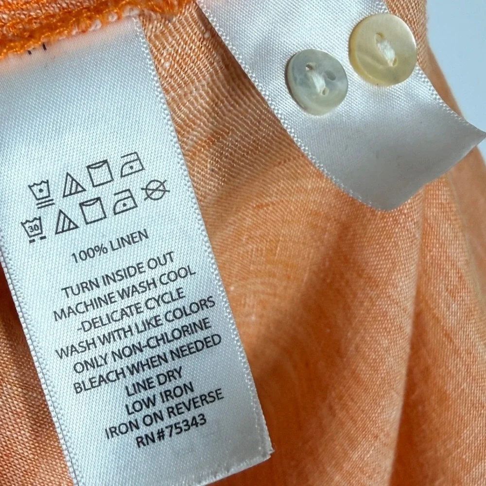 Jones New York Jones & Co 100% Linen Tunic Shirt Dress Orange Apricot Medium - Picture 10 of 14